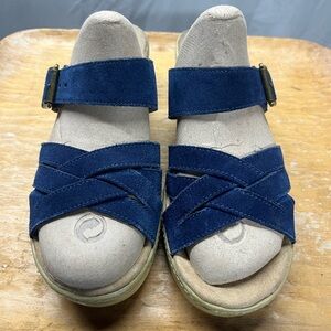 Lands End Blue Strappy Clog Mule Sandals 8B
